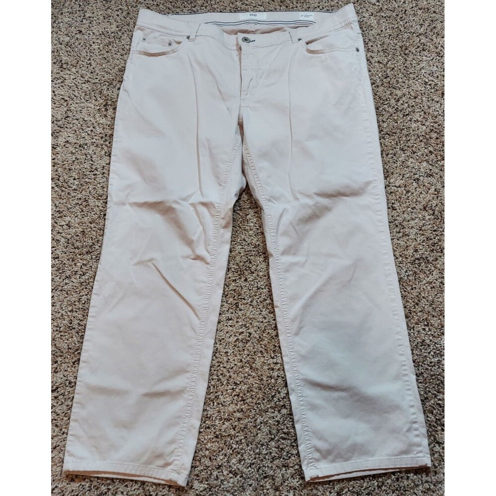 Brax Cooper Fancy Pants Mens 40x27 Ivory Commute Office Travel Jeans Trousers